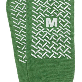 Slipper Socks; Med Green Pair Men's 5-6  Wms 6-7 Child 7-11.