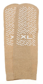 Slipper Socks; Xl Beige Pair Men's  10-12  Wms 11-13.