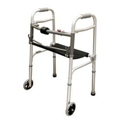 Walker W/seat Adult  2-button & 5  Wheels  Roscoe.