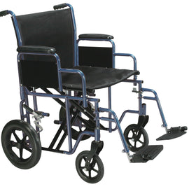 Transport Wheelchair Bariatric 22  Wide  Blue.