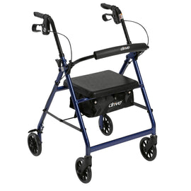 Rollator 4-wheel With Pouch & Padded Seat Blue - Drive.