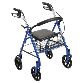 4 Wheel Steel Rollator W/8  Casters & Basket- Loop-blue.