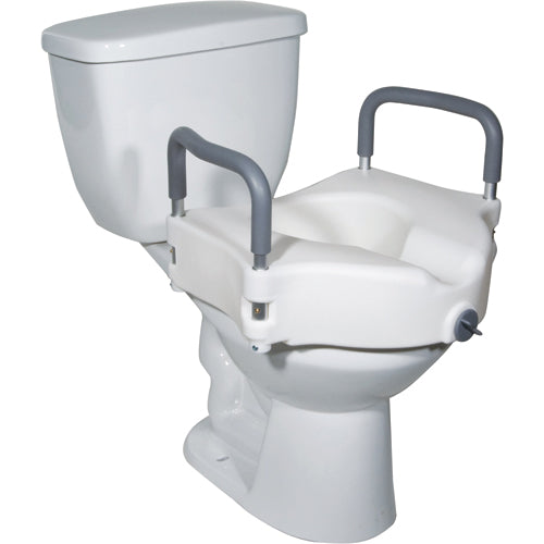 Raised Toilet Seat W/ Lock & Padded Removable Arms Retail.