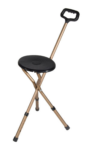 Cane Seat Adjustable W/nylon Handle  Bronze Folding.