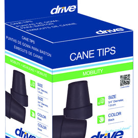 Cane Tips For 1  Cane Diameter Black (pair)  Retail Box.