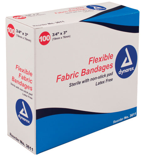 Flexible Fabric Bandages 3/4 X3  Sterile Bx/100.
