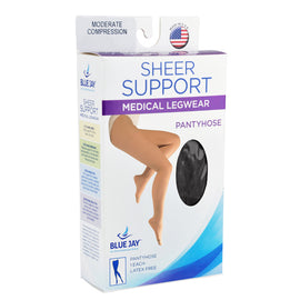 Ladies' Sheer Moderate  Petite 15-20mmhg  Panty Hose  Black.