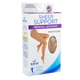 Ladies' Sheer Firm Spt  Queen+ 20-30mmhg  Panty Hose  Beige.