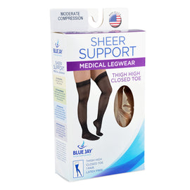 Ladies' Shr Moderate Supprt 2x 15-20mmhg Thgh W/staytop Beige.