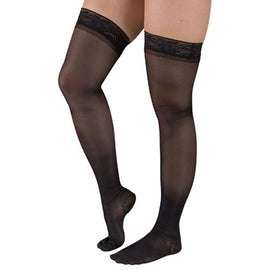 Ladies' Shr Moderate Supprt Lg 15-20mmhg Thgh W/staytop Black.