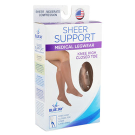 Ladies' Sheer Firm Support  Md 20-30mmhg  Knee Highs  Beige.