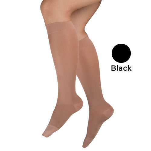 Microfiber Moderate  Lg 15-20mmhg  Knee Highs  Black.