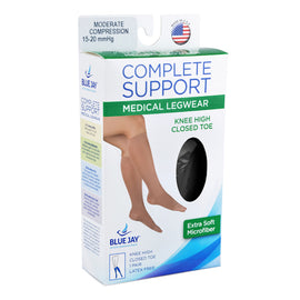 Microfiber Moderate  Md 15-20mmhg  Knee Highs  Black.