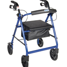 Rollator  Aluminum W/fold-up & Remov Back  Padded Seat Blue.