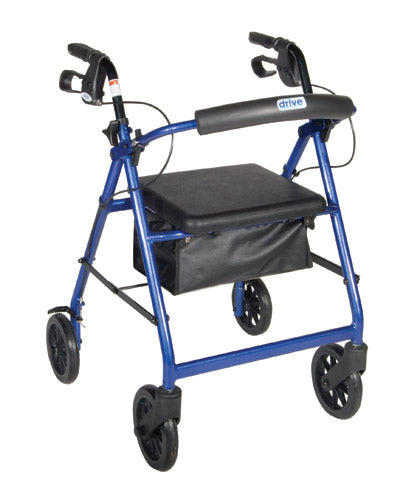 Rollator  Aluminum W/fold-up & Remov Back  Padded Seat Blue.