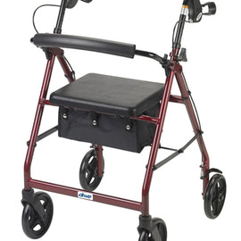 Rollator  Aluminum W/fold-up & Remov Back  Padded Seat Red.