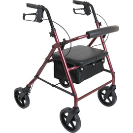 Deluxe Aluminum Rollator 8  Wheels Burgundy.