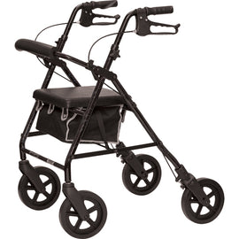 Deluxe Aluminum Rollator  Black  8  Wheels.