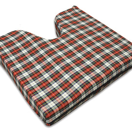 Coccyx Wheelchair Cushion Foam  Plaid  16  x 18  x 3.